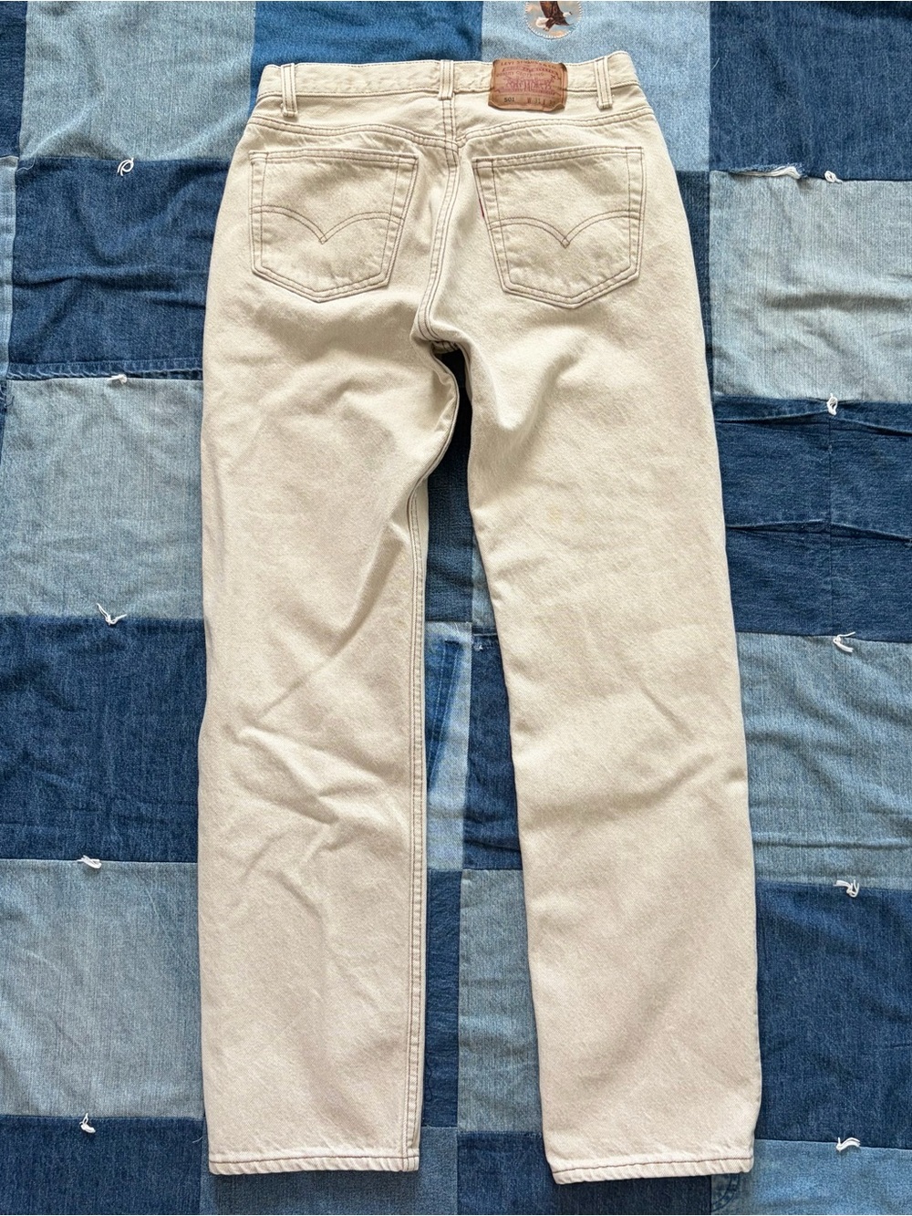 VTG 90s Levi’s 501 Jeans Cream Denim Made in USA 29.5x31